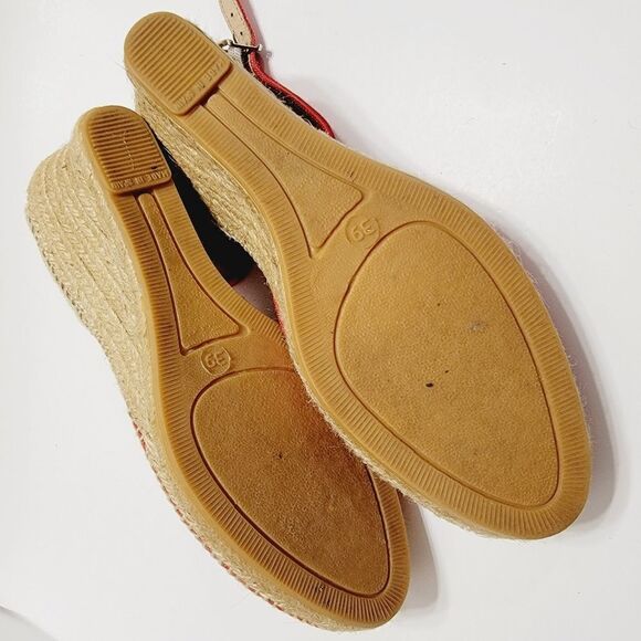 Toni Pons Caldes Red Linen Wedge Sandal Size 8 - Picture 8 of 11